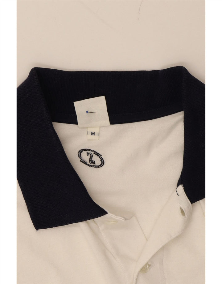 SPALDING Mens Polo Shirt Medium White Colourblock Cotton Vintage Spalding and Second-Hand Spalding from Messina Hembry 