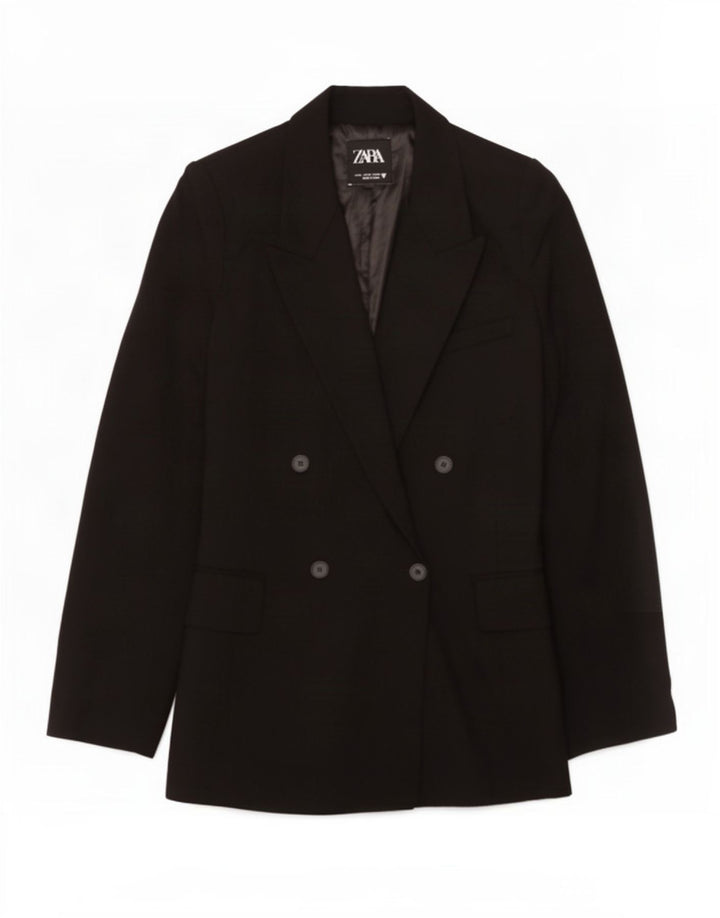 Zara Dame Dobbeltradet Blazer Jacket UK 12 Medium Sort