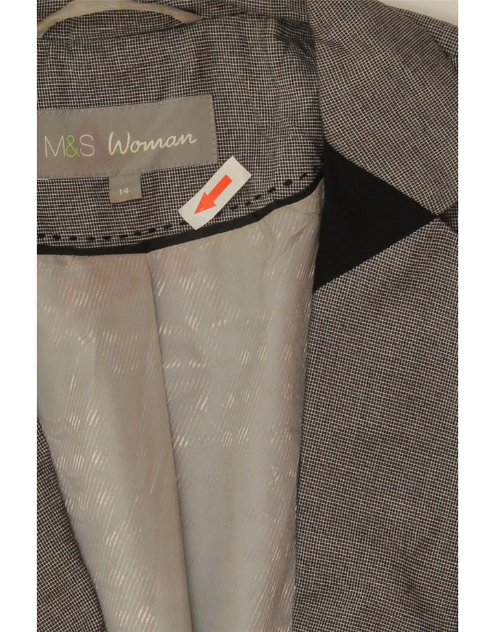 Marks & Spencer Dame Crop Blazer Jacket UK 14 Large Grey Colourblock