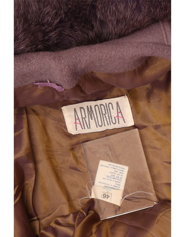 Armorica Dame Hætte Oversized Overfrakke IT 46 Stor Lilla Uld