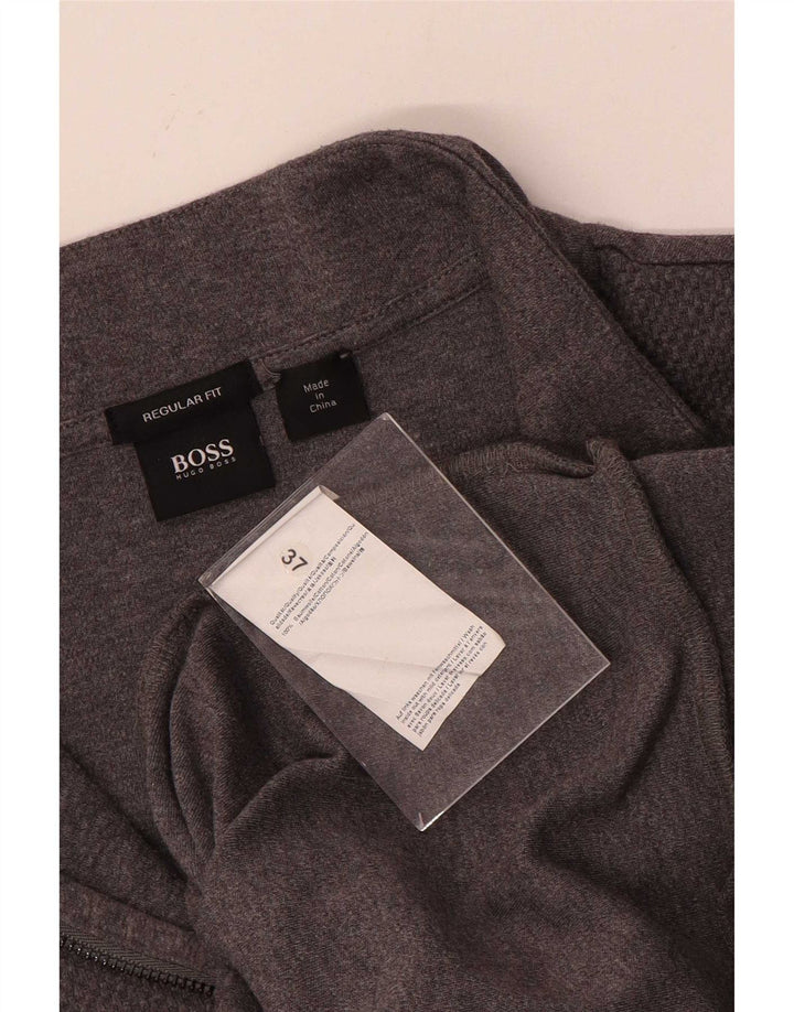 Hugo Boss Herre Zip Neck Regular Fit Sweatshirt Jumper 2XL Grå Bomuld