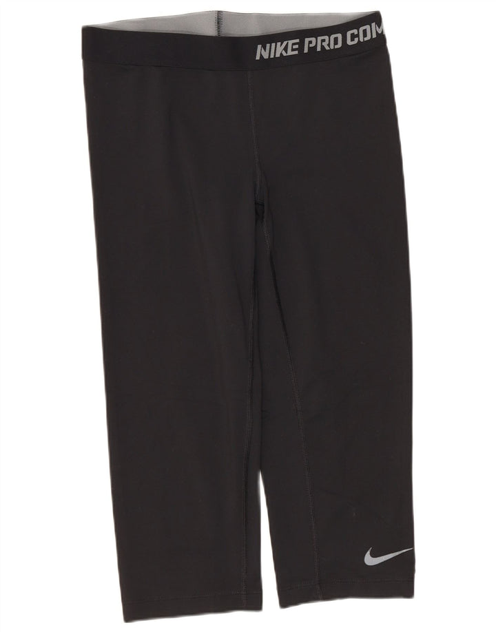 Nike Dame Dri Fit Grafiske Capri Leggings UK 12 Medium Sort