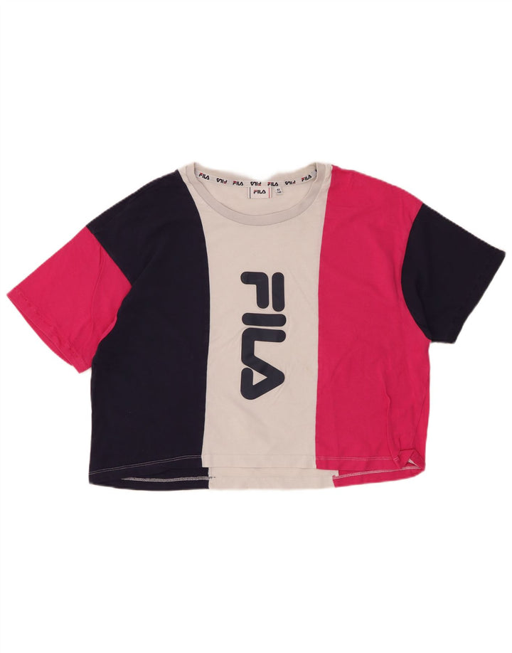 FILA Grafisk T-shirt top til kvinder IT 42 Medium Flerfarvet Colourblock