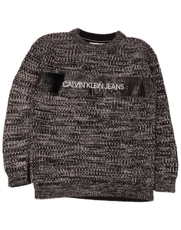 Calvin Klein Jeans Herre Crew Neck Jumper Sweater Medium Grey Flecked