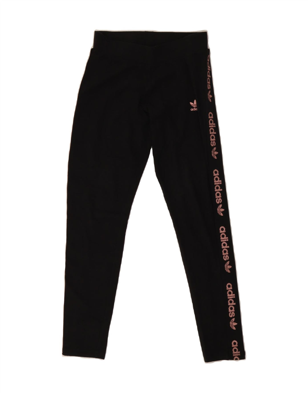 ADIDAS Womens Graphic Leggings UK 10 Small  Black Cotton Vintage Adidas and Second-Hand Adidas from Messina Hembry 