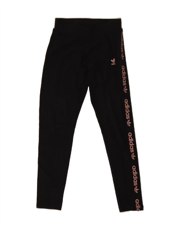 ADIDAS Womens Graphic Leggings UK 10 Small  Black Cotton Vintage Adidas and Second-Hand Adidas from Messina Hembry 