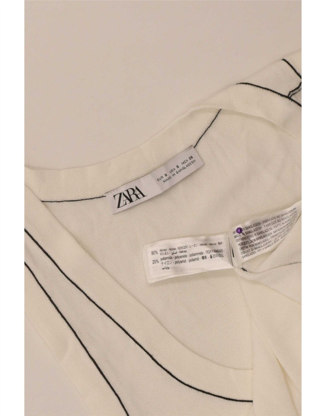 Zara Damevest Top UK 8 Small Off White Viscose