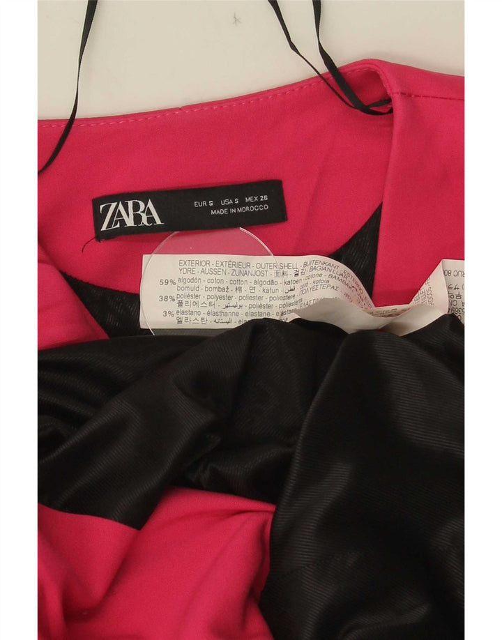 Zara Dame Overfrakke UK 8 Lille Pink Bomuld