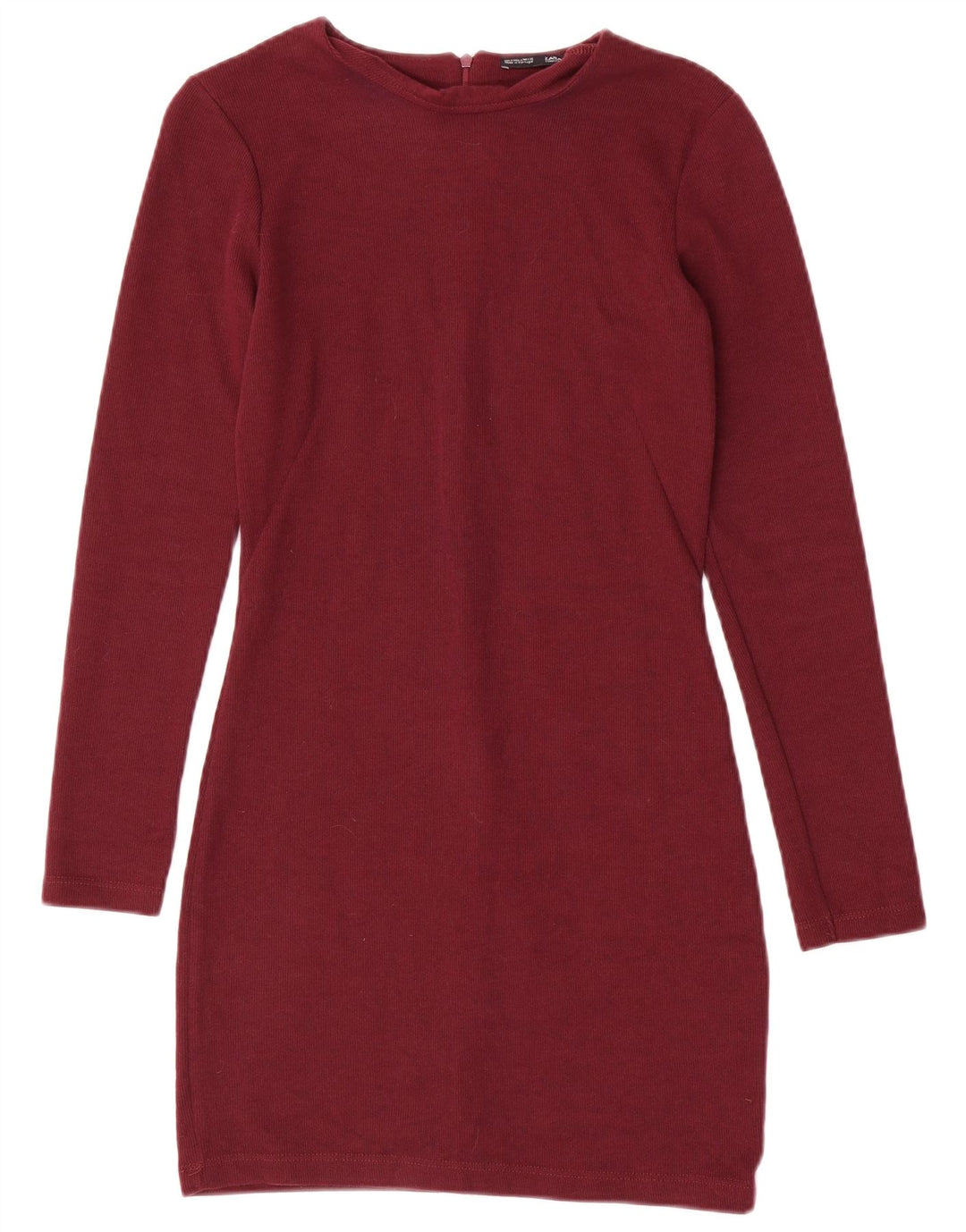 Zara Dame Langærmet Skede Kjole UK 8 Small Maroon Polyester