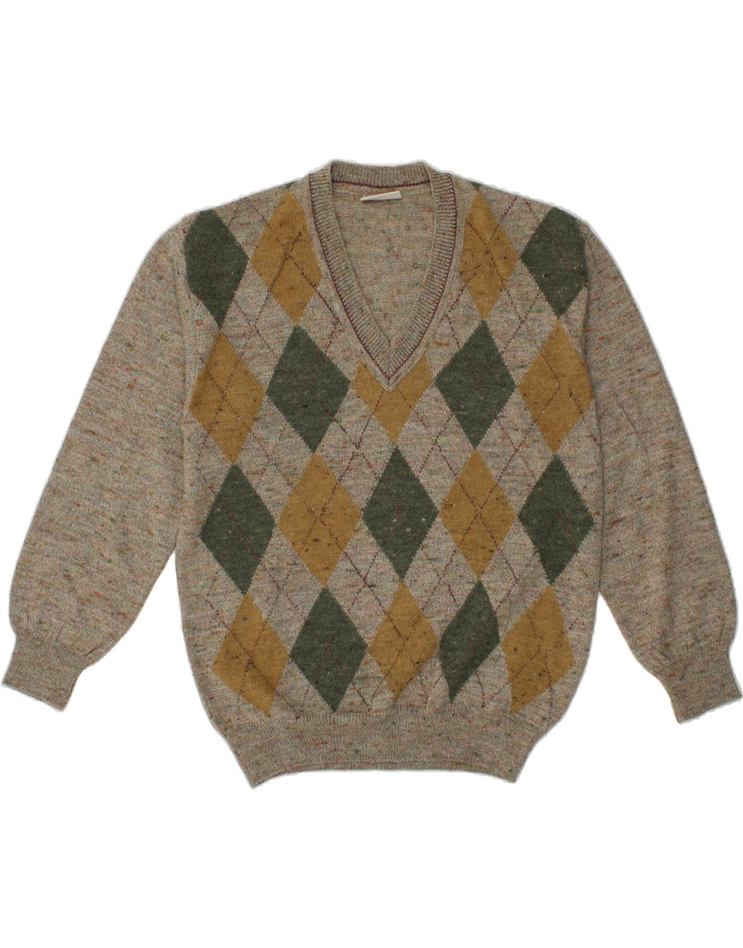 RODES Herre V-hals sweater Medium Grey Argyle/Diamond Wool