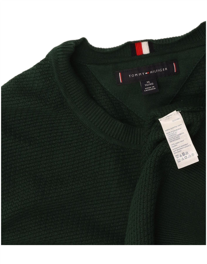 TOMMY HILFIGER Herre sweater med rund hals XL grøn bomuld