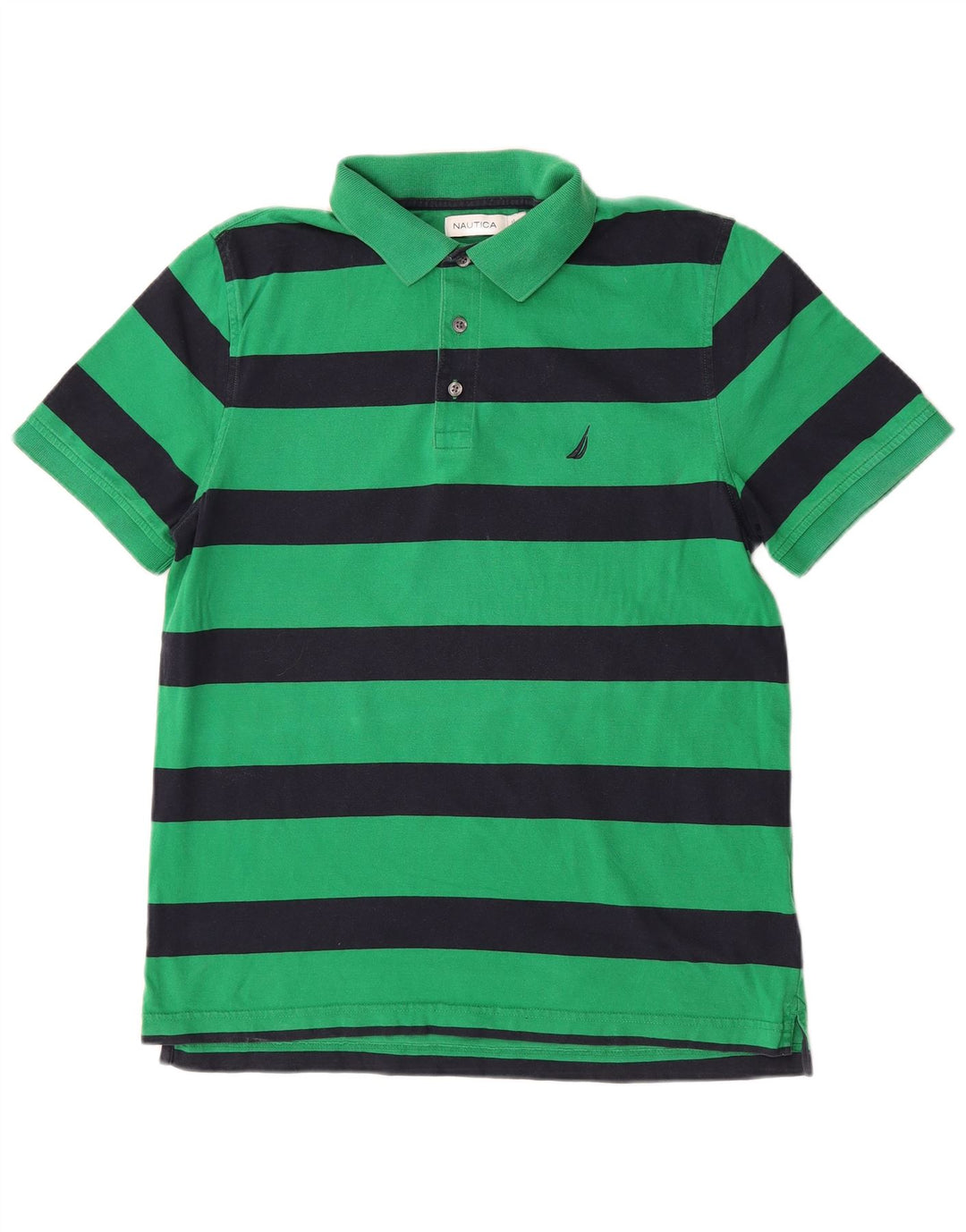 Nautica herre poloshirt mellemgrøn stribet bomuld