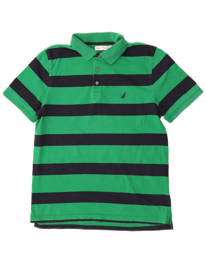 Nautica herre poloshirt mellemgrøn stribet bomuld