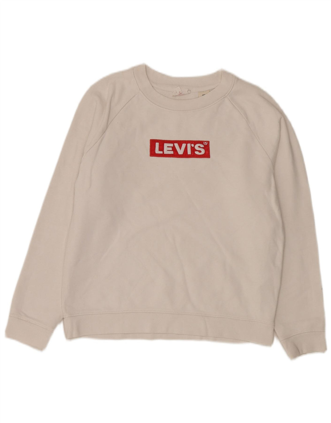 Levi's Dame grafisk oversize sweatshirt trøje UK 6 XS hvid bomuld