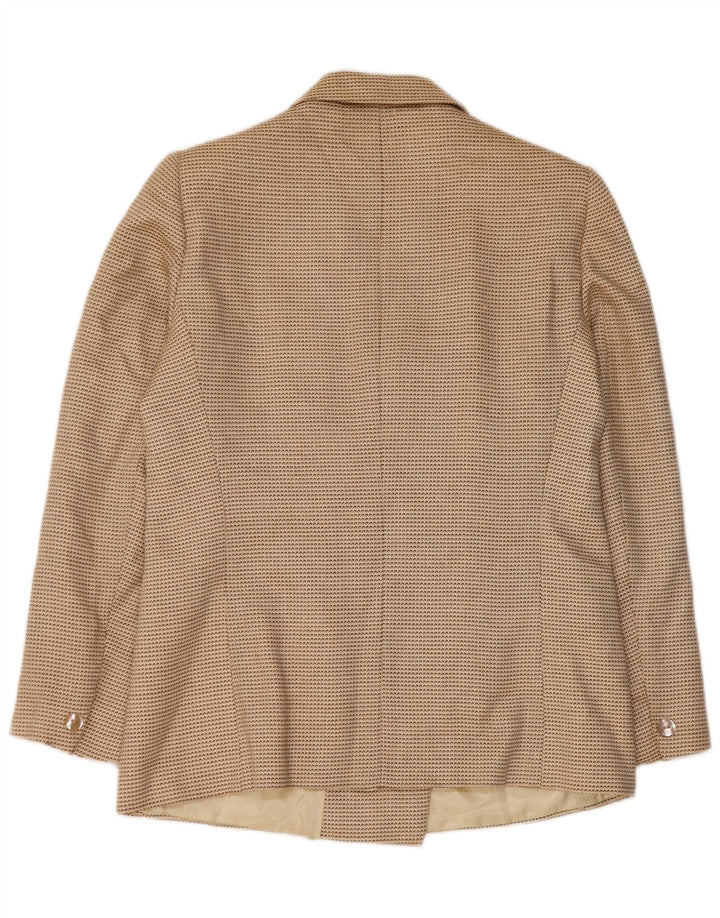 Max Mara Dame Dobbeltradet Blazer Jakke UK 16 Stor Beige Geometrisk