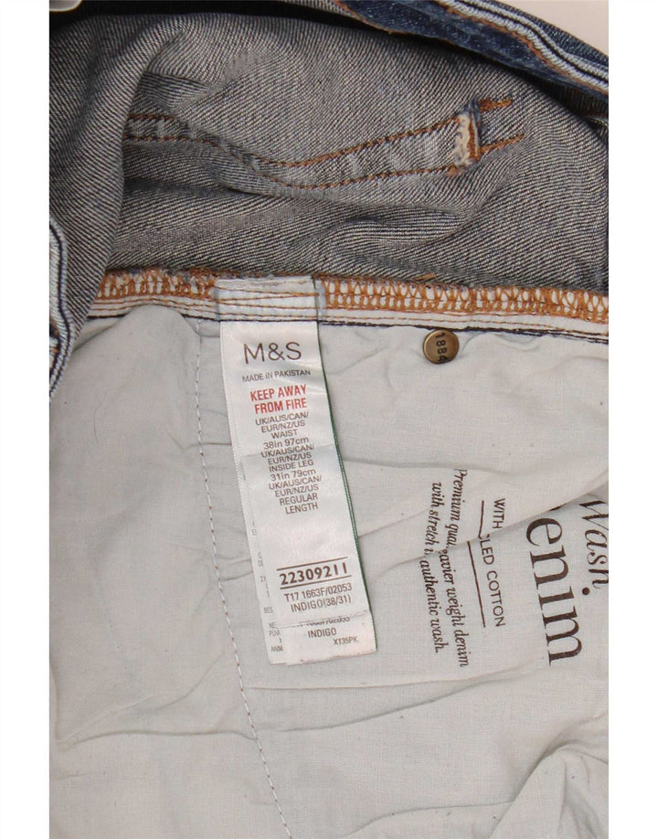 Marks & Spencer Straight Jeans til mænd W38 L31 Blå bomuld