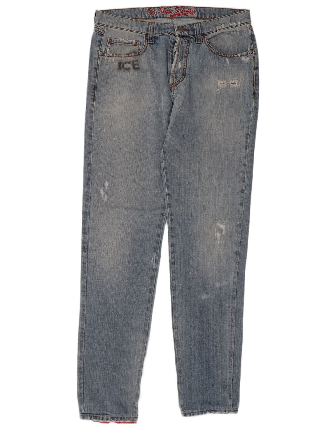 Iceberg Dame Pluto Distressed Slim Jeans W32 L32 Blå Bomuld tegneserie