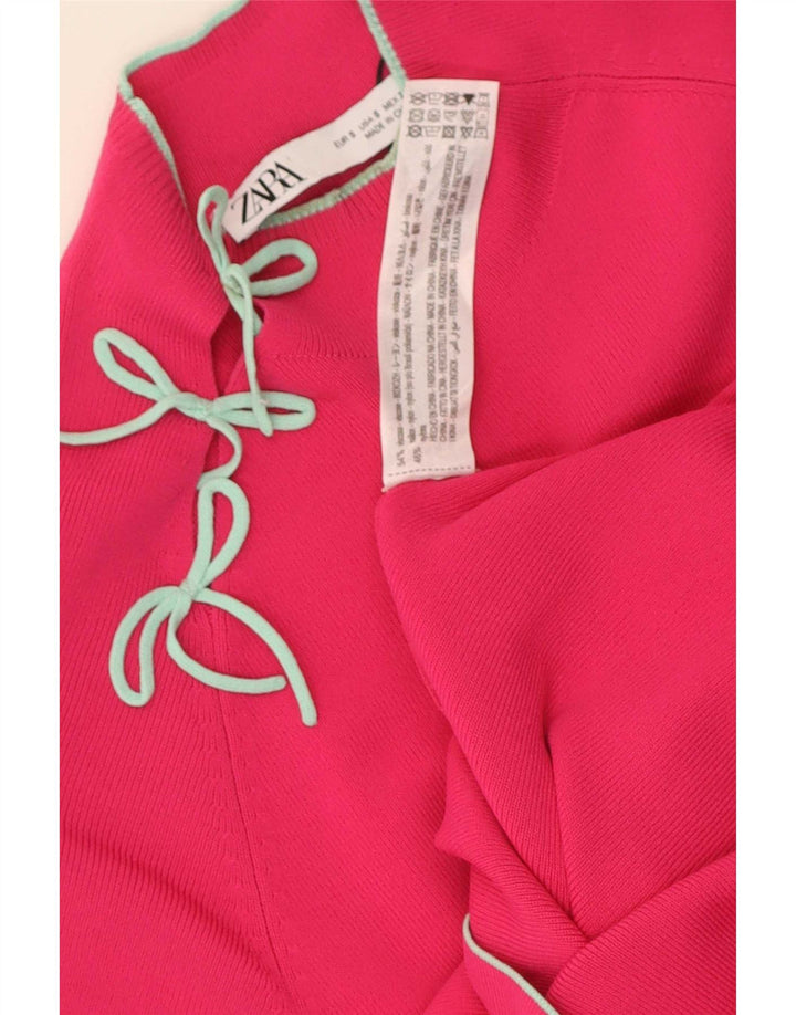 Zara Womens Bodycon Dress UK 10 Small Pink Viscose