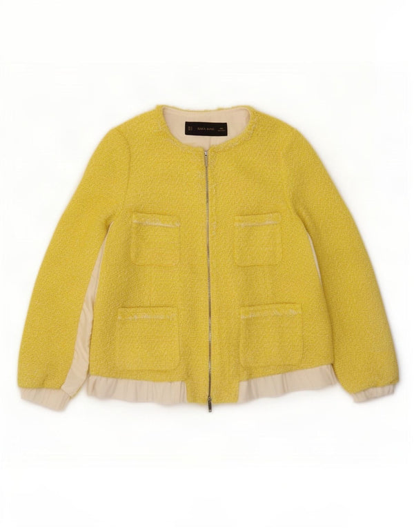 Zara Dame Blazer Jacket UK 14 Medium Gul Colourblock