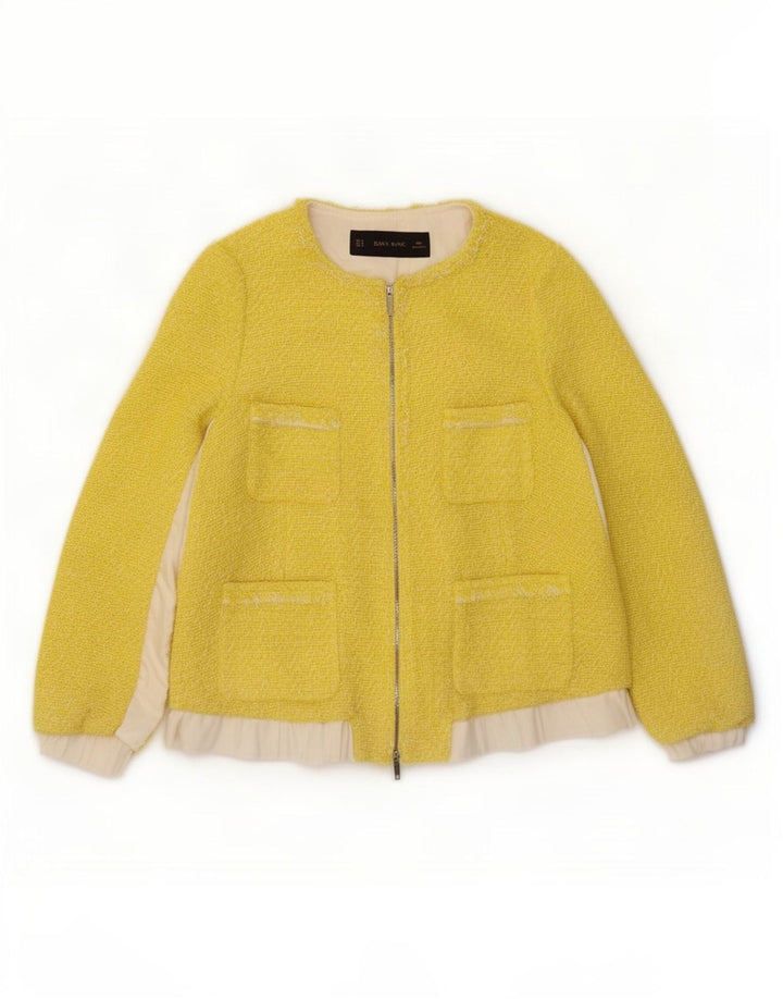 Zara Dame Blazer Jacket UK 14 Medium Gul Colourblock