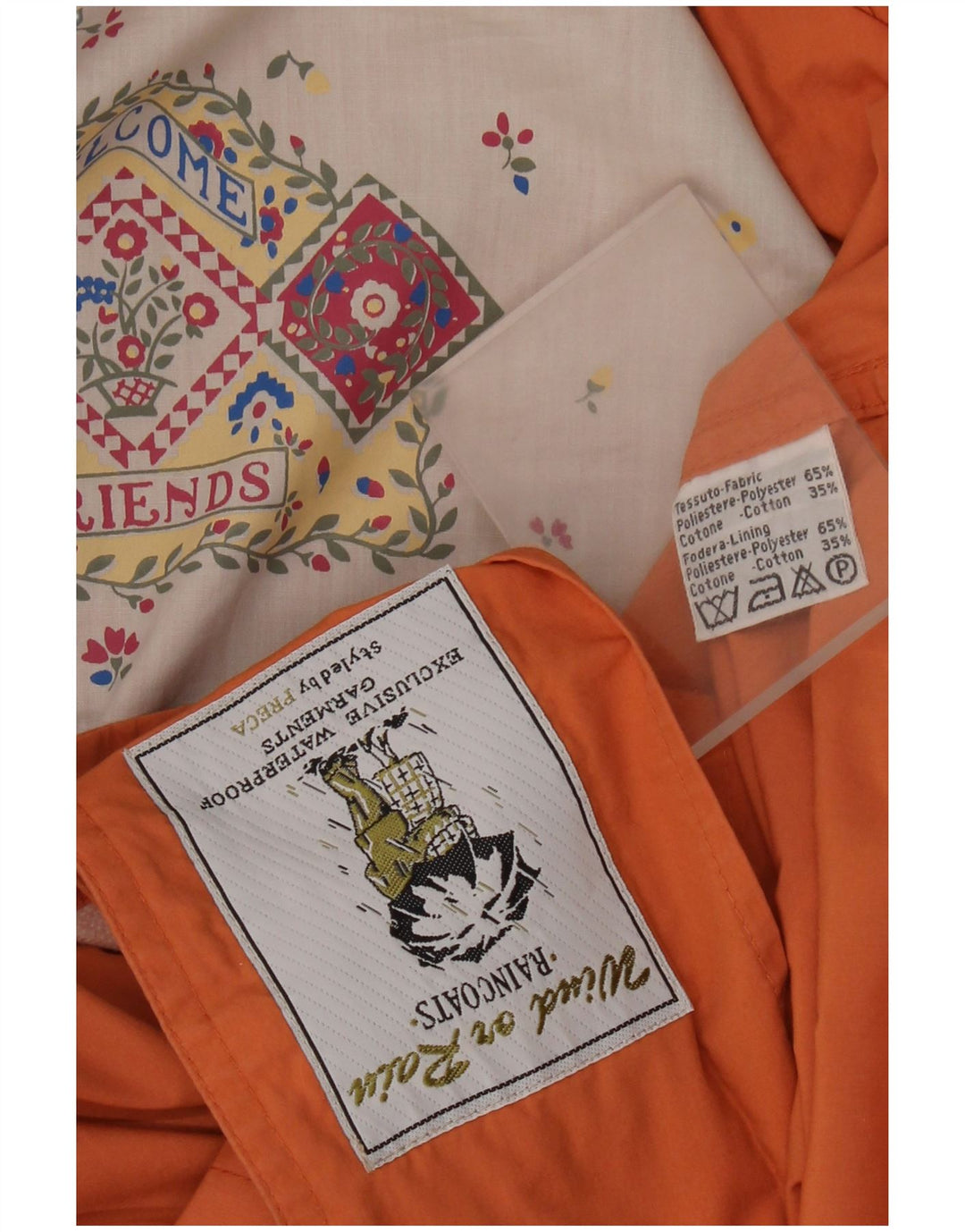 Vintage regnfrakke til kvinder UK 18 XL orange polyester