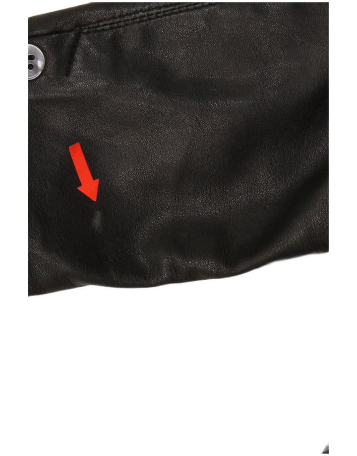 Vintage dame 3-knaps læder blazerjakke IT 48 XL sort læder