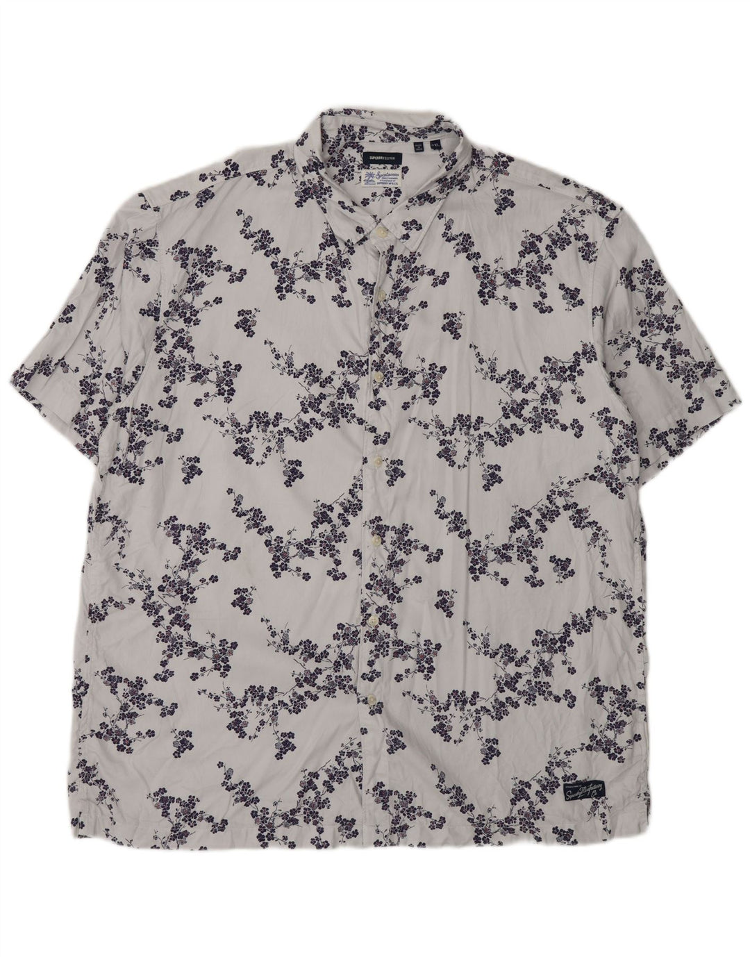 Superdry Kortærmet Herreskjorte 2XL Grå Blomster Modal