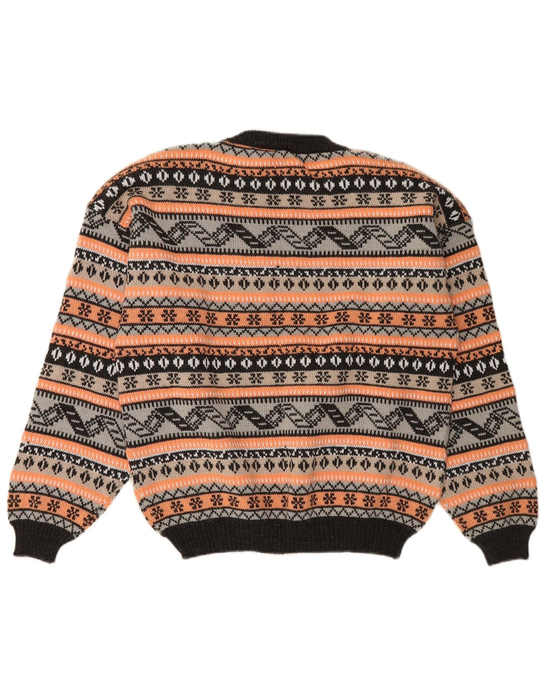 VINTAGE Dame sweater med rund hals DK 16 Stor Flerfarvet