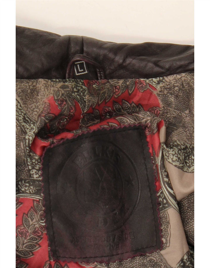 Vintage læderjakke til kvinder UK 12 Medium sort læder