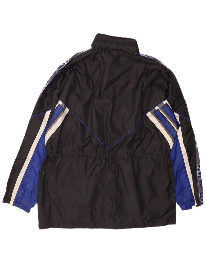 JAKO Grafisk regnjakke med hætte til mænd UK 42 XL Sort Colourblock Nylon