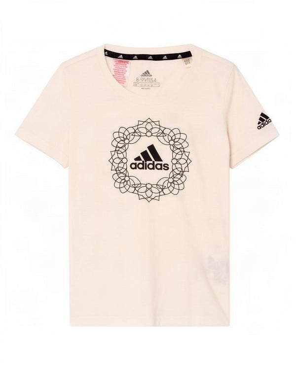 Adidas piger grafisk t-shirt top 8-9 år hvid bomuld