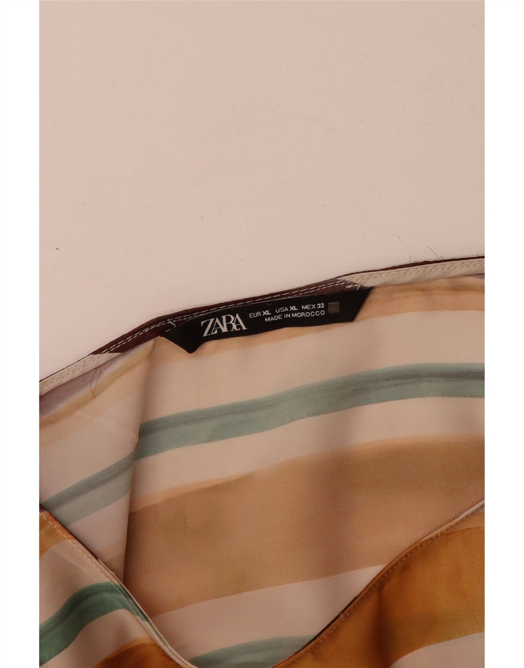 Zara Dame Langærmet Bluse Top UK 18 XL Flerfarvet Stribet