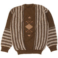 Vintage Herre grafisk rund hals sweater stor brun stribet