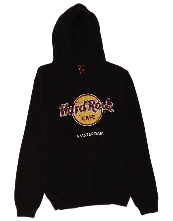 Hard Rock Cafe Dame Amsterdam Graphic Hoodie Jumper UK 14 Medium Black