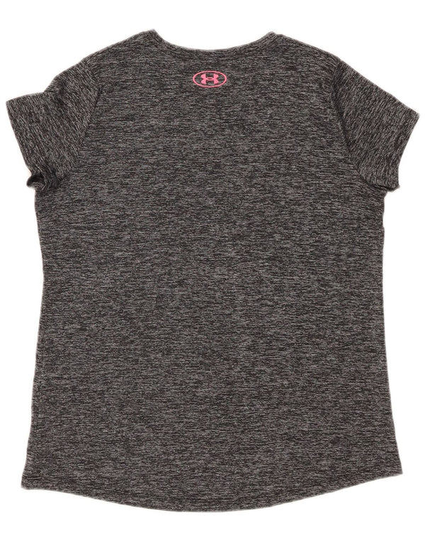 UNDER ARMOUR Girls Heat Gear Grafisk T-Shirt Top 13-14 år XL Grå