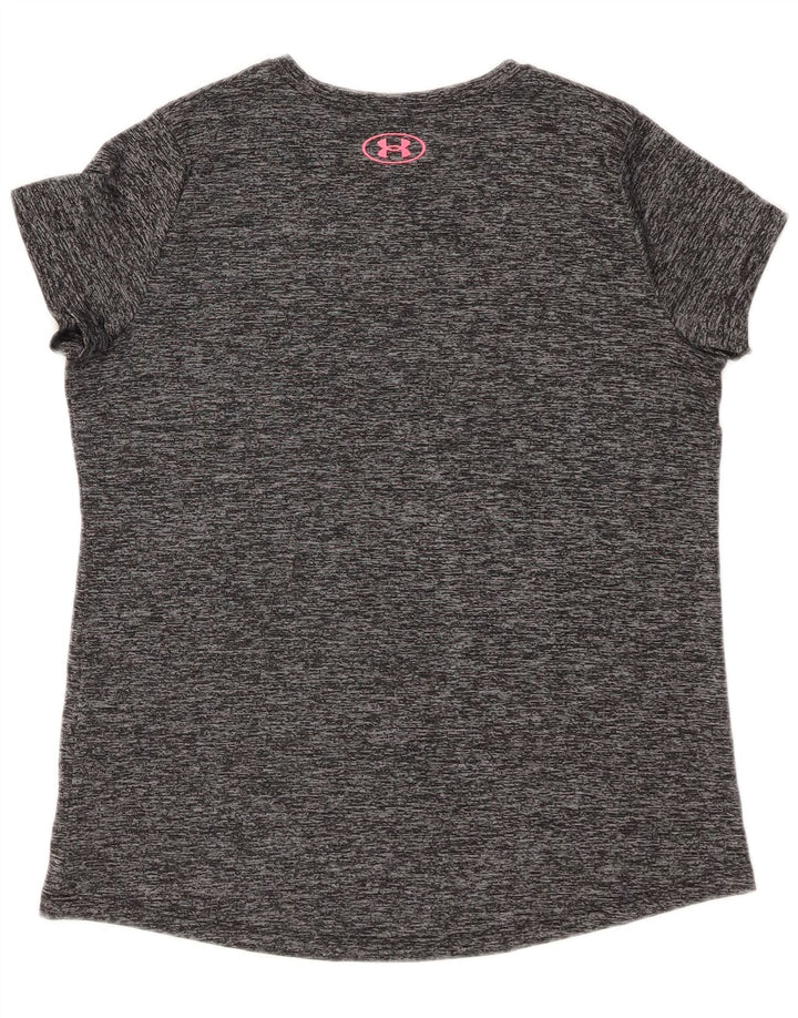 UNDER ARMOUR Girls Heat Gear Grafisk T-Shirt Top 13-14 år XL Grå