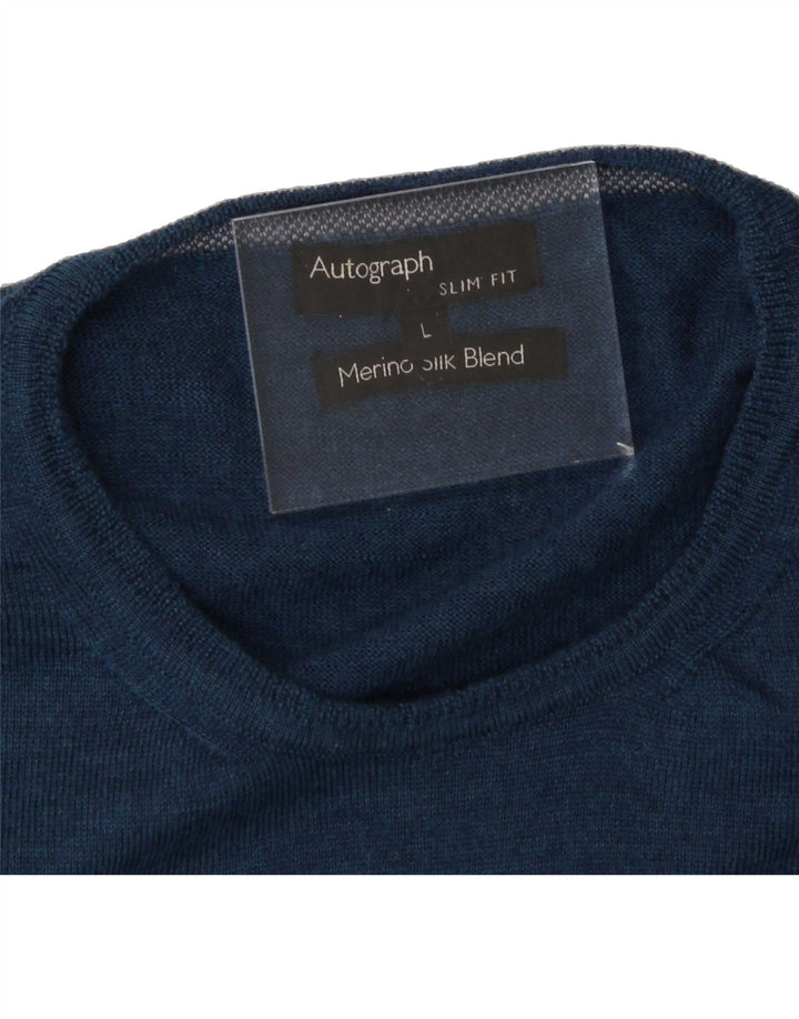 AUTOGRAPH  Mens Slim Fit Crew Neck Jumper Sweater Large Navy Blue Vintage Autograph and Second-Hand Autograph from Messina Hembry 