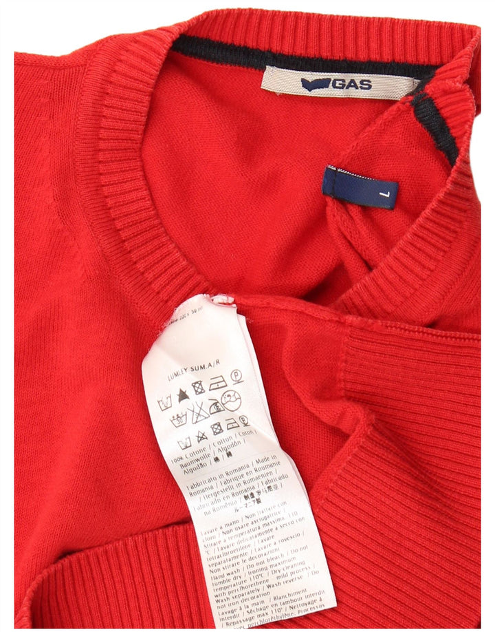 Gas Herre Crew Neck Jumper Sweater Stor Rød Bomuld