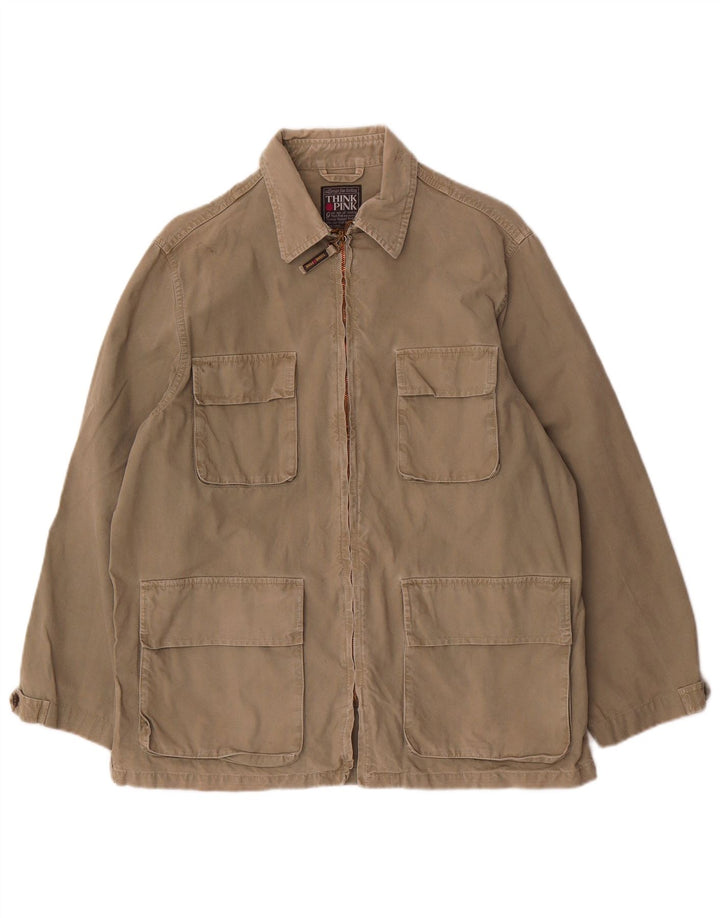 Think Pink Herre Utility Jacket UK 34 XS Khaki Cotton