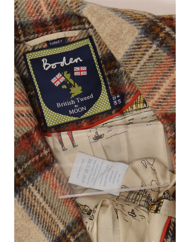 BODEN Dame 2-knaps blazerjakke UK 12 Medium Flerfarvet ternet uld