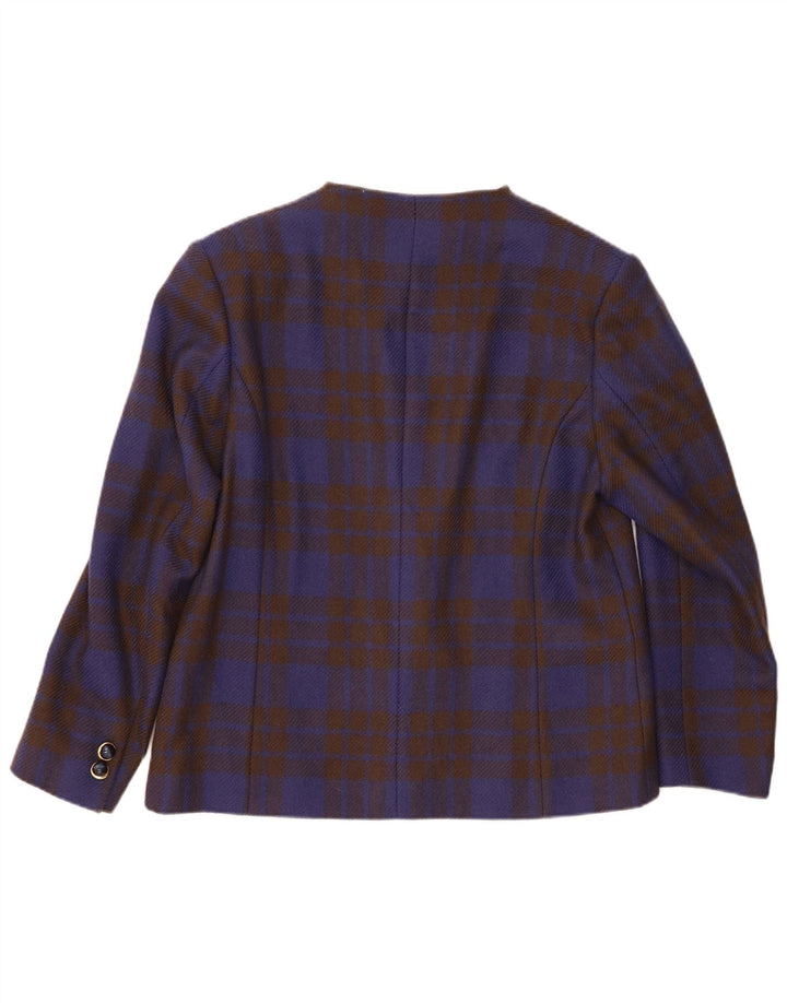 La Cordee Dame Loose Fit 2 Button Blazer Jacket UK 14 Medium Blue Check