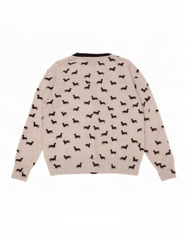 Marks & Spencer Dame Cardigan Sweater UK 16 Large Grey Animal Print