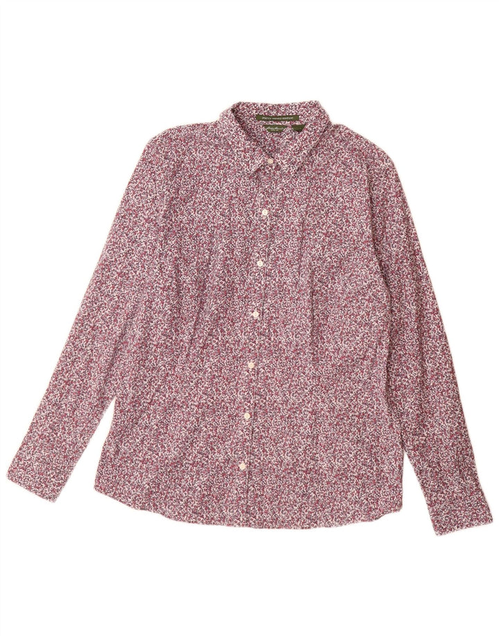 Eddie Bauer Dame Stretch Shirt UK 14 Stor Flerfarvet Blomster Bomuld