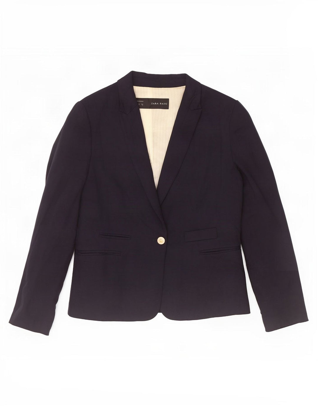 Zara Dame 1 Knap Blazer Jacket UK 18 XL Navy Blue Viscose
