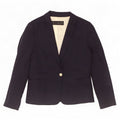 Zara Dame 1 Knap Blazer Jacket UK 18 XL Navy Blue Viscose