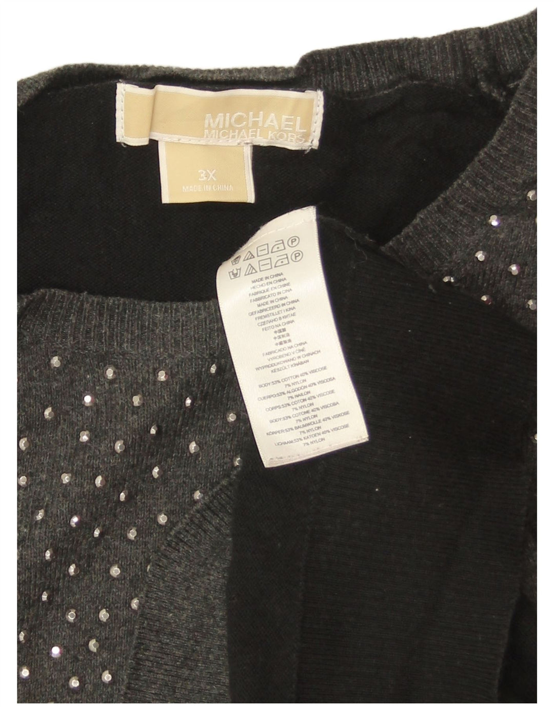 MICHAEL KORS Dame Boat Neck sweater UK 22 3XL Grå Colourblock