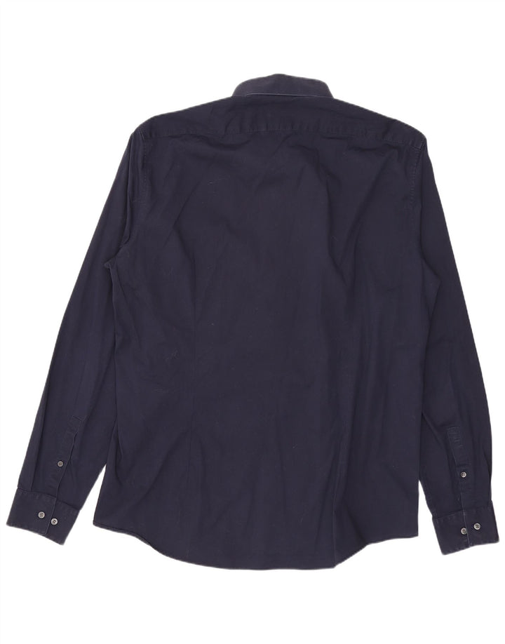 Calvin Klein Herre Slim Fit skjorte str. 43 Large Navy Blue