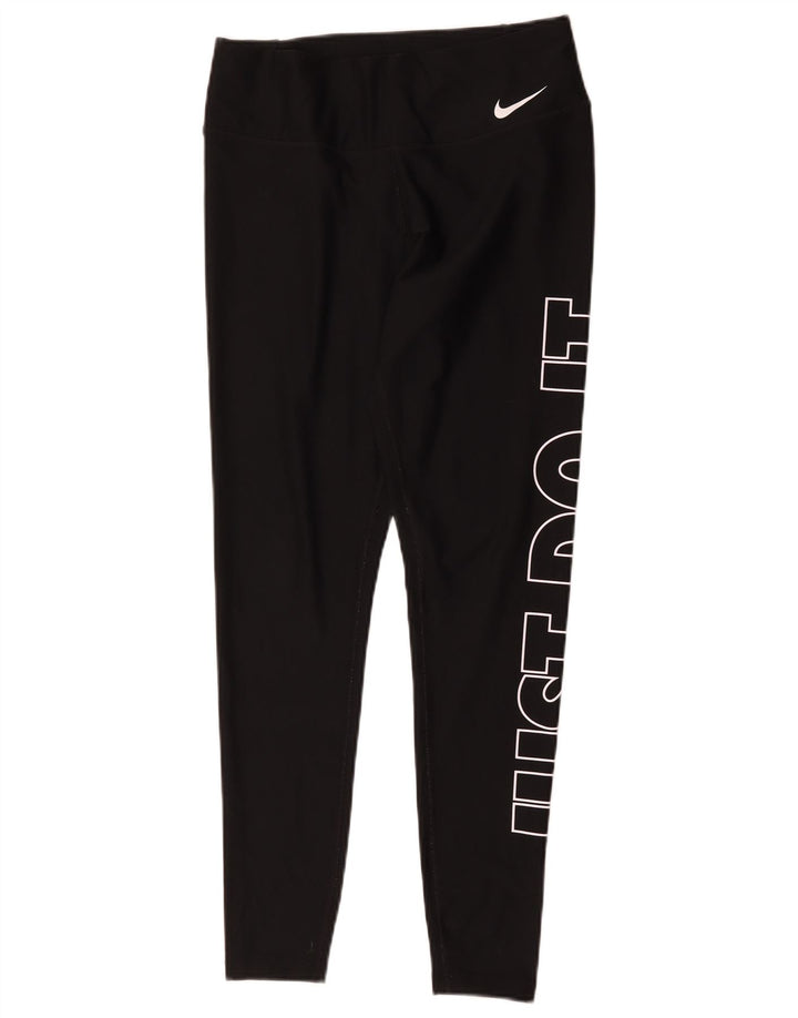 Nike Dame Dri Fit Grafiske Leggings UK 14 Medium Sort Polyester