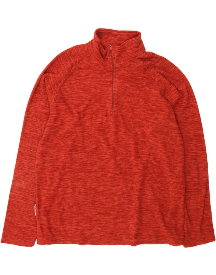 MOUNTAIN WAREHOUSE Mens Zip Neck Fleece Jumper Large Red Flecked Polyester Vintage Mountain Warehouse and Second-Hand Mountain Warehouse from Messina Hembry 