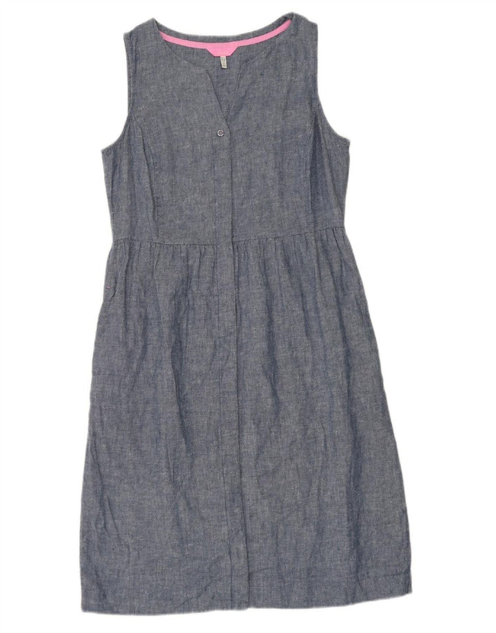 JOULES Womens Sleeveless Sheath Dress UK 12 Medium  Blue Linen